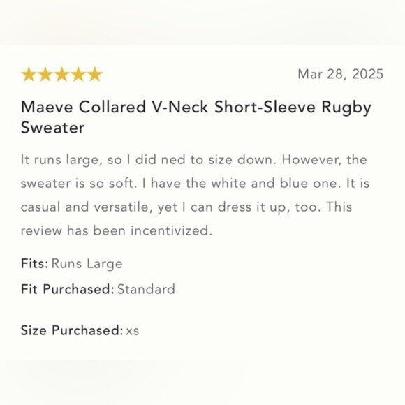 NWT Size S (P2P 26") -Maeve Collared Cotton Rugby Sweater White (NWT US$ 128) - Picture 8 of 16